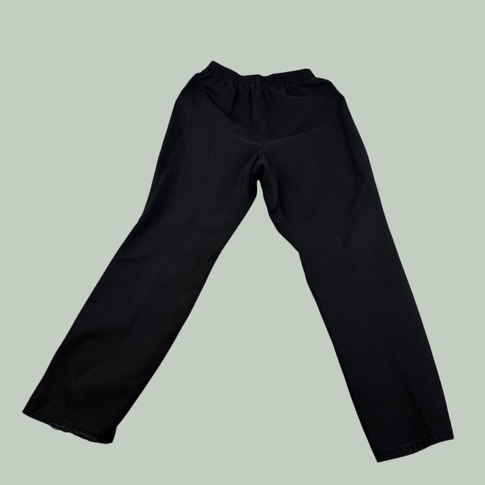Chic Black Elastic Waist Cotton Twill Straight Leg Pants Womens 8 Petite